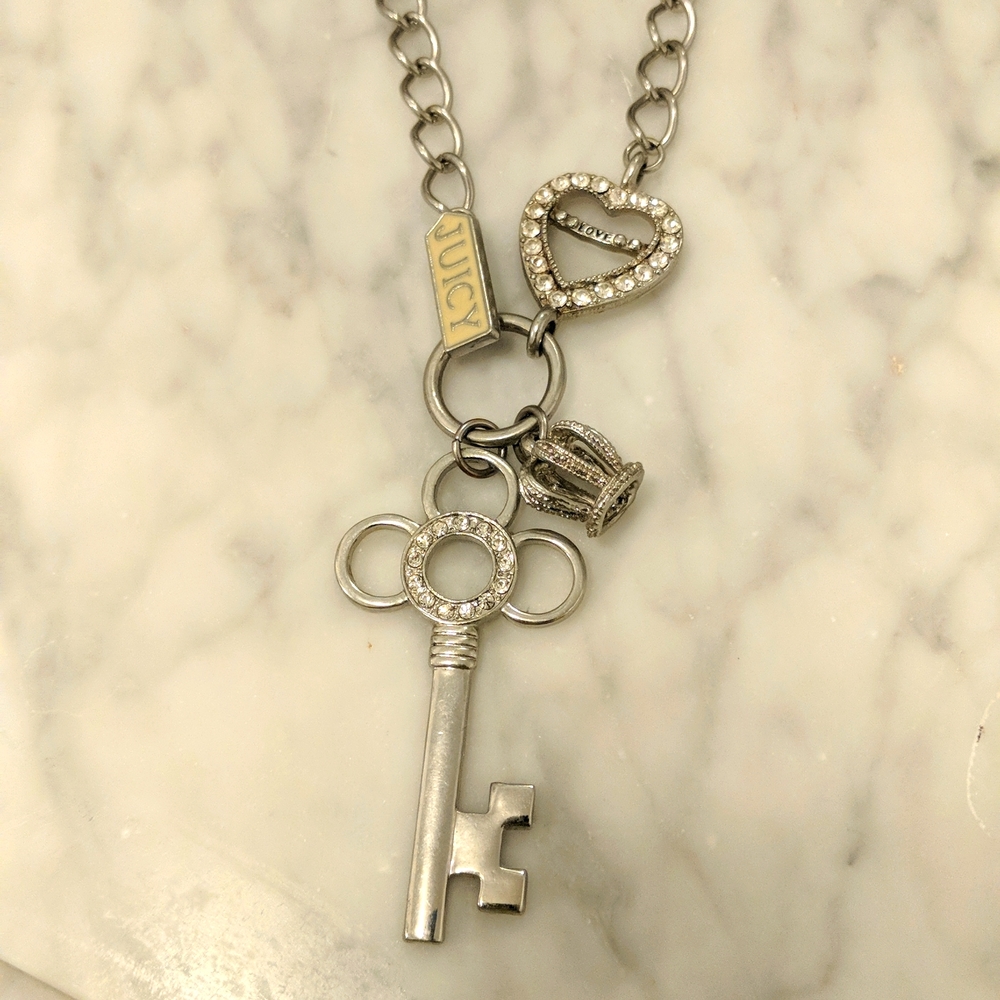 Juicy Couture silver tone Key necklace